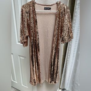 PrettyLittleThing Rose Gold Sequin Kimono